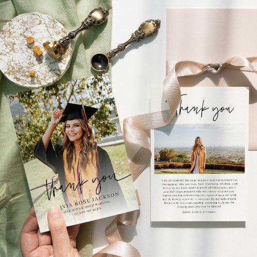 Trendy Modern Casual Photo Afstuderen Bedankkaart