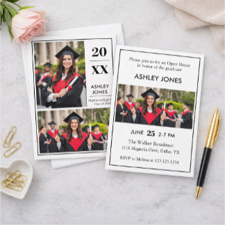 Trendy Modern Casual Photo Graduation Invitation