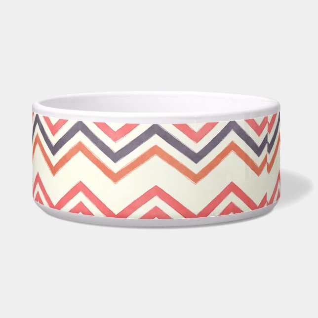 Trendy. modern chevron huisdier voerbakje (Voorkant)