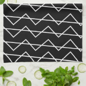 Trendy Modern Chevron Stripe Black en White Theedoek (Gevouwen)