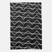 Trendy Modern Chevron Stripe Black en White Theedoek (Verticaal)