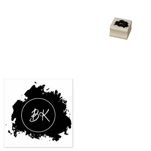 Trendy Modern Chic Monogram Initialen Rubberstempel (Gestempeld)