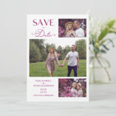 Trendy Modern Collage 3 Photos Wedding  Save The Date (Staand voorkant)