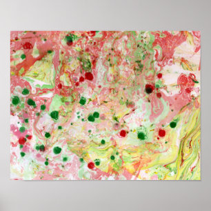 Trendy Modern Colorful Abstract Art Green Pink Red Poster