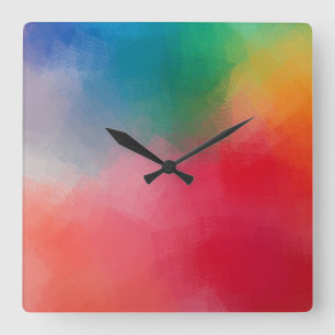 Trendy Modern Colorful Abstracte elegante Sjabloon Vierkante Klok