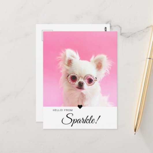 Trendy Modern de Naam QR Code van het Manuscript v Briefkaart (Voorkant / Achterkant in situ)