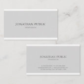 Trendy Modern Eenvoudig Elegant Grijs Wit Ontwerp Visitekaartje (Voorkant / Achterkant)