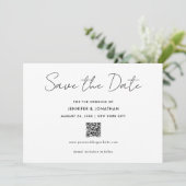 Trendy Modern Eenvoudig Zwart En Wit Handgeschreve Save The Date (Staand voorkant)