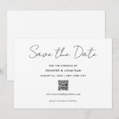 Trendy Modern Eenvoudig Zwart En Wit Handgeschreve Save The Date (Voorkant / Achterkant)