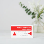 Trendy Modern Elegant Contemmodern Red White Visitekaartje (Staand voorkant)