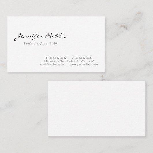 Trendy Modern Elegant Design Minimalistic Plain Visitekaartje (Voorkant / Achterkant)