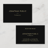 Trendy Modern Elegant Gouden Naam Zwart Sjabloon Visitekaartje (Voorkant / Achterkant)