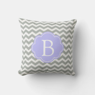 Trendy, modern, elegant grijs chevron monogram kussen