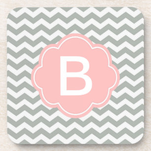 Trendy, modern, elegant grijs chevron monogram onderzetter