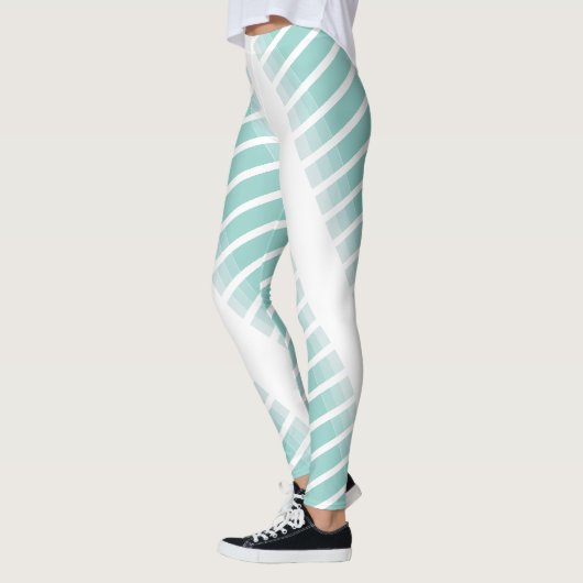 Trendy Modern Elegant Groen Wit Chique Sjabloon Leggings (Links)