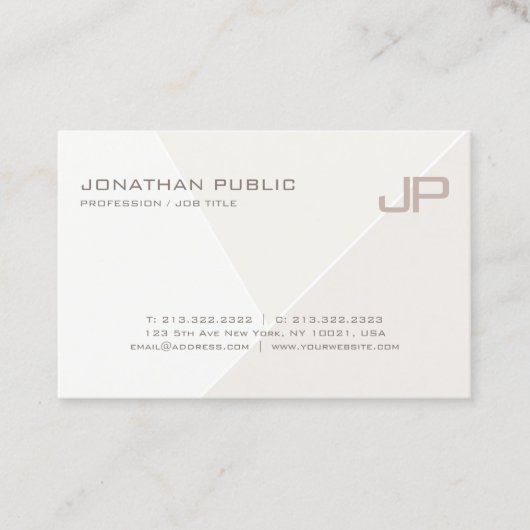 Trendy Modern Elegant Monogrammed Sjabloon Visitekaartje (Voorkant)