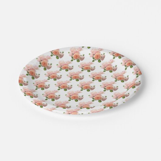 Trendy Modern Elegant Rozen Design Sjabloon Papieren Bordje (Gekanteld)
