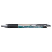 Trendy Modern Elegant Script Aqua Green Blue Name Pen (Achterkant)