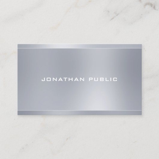 Trendy Modern Elegant Silver Sjabloon Professional Visitekaartje (Voorkant)