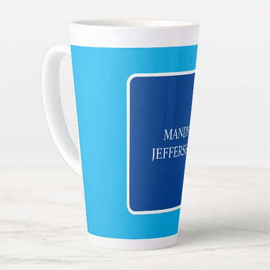 Trendy Modern Elegant Simple Blue Jouw naam toevoe Latte Mok (Linkerhoek)