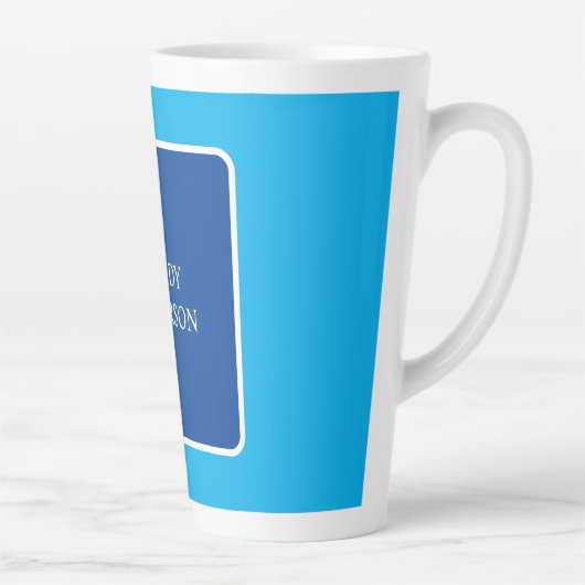 Trendy Modern Elegant Simple Blue Jouw naam toevoe Latte Mok (Rechts)