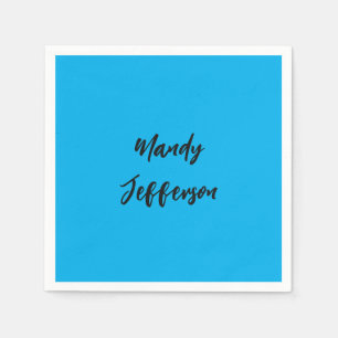 Trendy Modern Elegant Simple Blue Jouw naam toevoe Servet