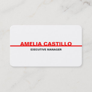 Trendy Modern Elegant Simple Red White Bold Visitekaartje