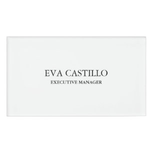 Trendy Modern Elegant Simple White Manager Naambadge
