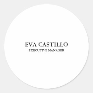 Trendy Modern Elegant Simple White Manager Ronde Sticker