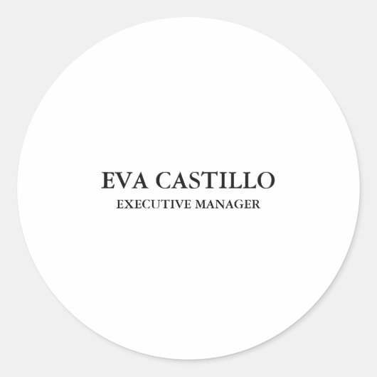 Trendy Modern Elegant Simple White Manager Ronde Sticker (Voorkant)