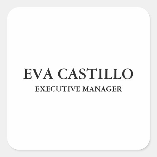 Trendy Modern Elegant Simple White Manager Vierkante Sticker (Voorkant)