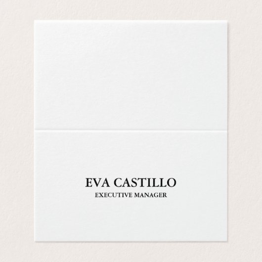 Trendy Modern Elegant Simple White Manager Visitekaartjes (Buitenkant ongevouwen)