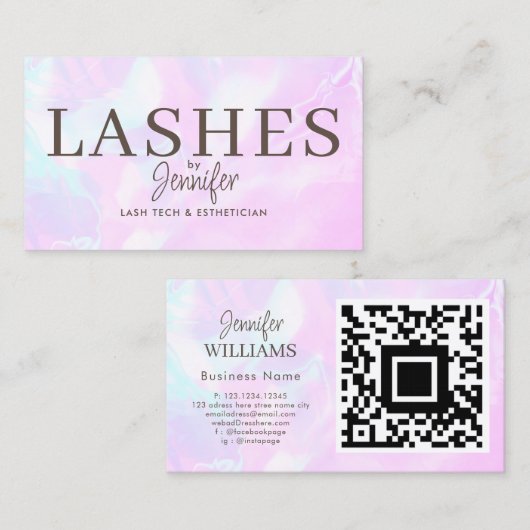 Trendy Modern Eyelash Extensions QR Code Luxury Visitekaartje (Voorkant / Achterkant)