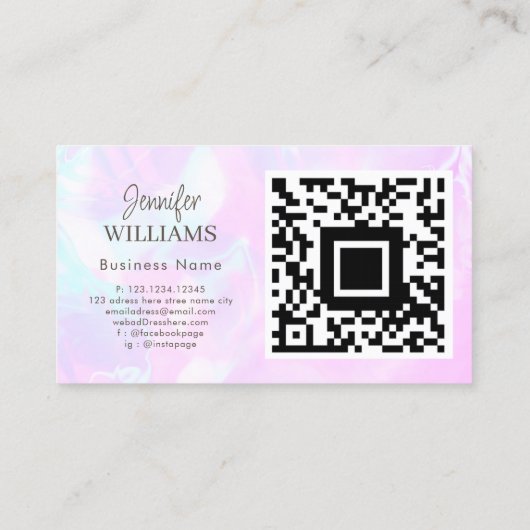 Trendy Modern Eyelash Extensions QR Code Luxury Visitekaartje (Achterkant)