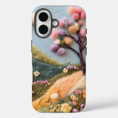 Trendy Modern Felted Bloemen Gepersonaliseerde Naa Case-Mate iPhone Case (Achterkant)