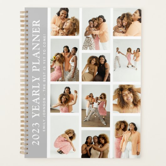 Trendy Modern Foto Grid Custom Yarly Planner (Voorkant)
