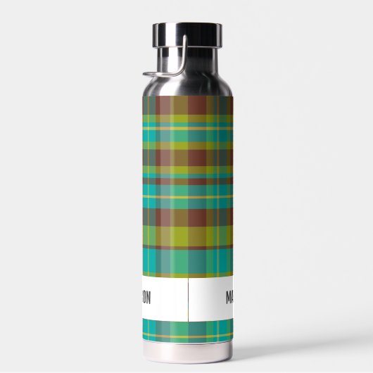 Trendy Modern Gepersonaliseerd Plaid Waterfles (Rechts)