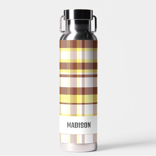 Trendy Modern Gepersonaliseerd Plaid Waterfles (Voorkant)
