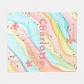 Trendy Modern Girly Glitter Floral Personalized Fleece Deken (Voorkant (Horizontaal))