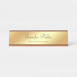 Trendy Modern Gold Sjabloon Handschrift Bureau Naambordje