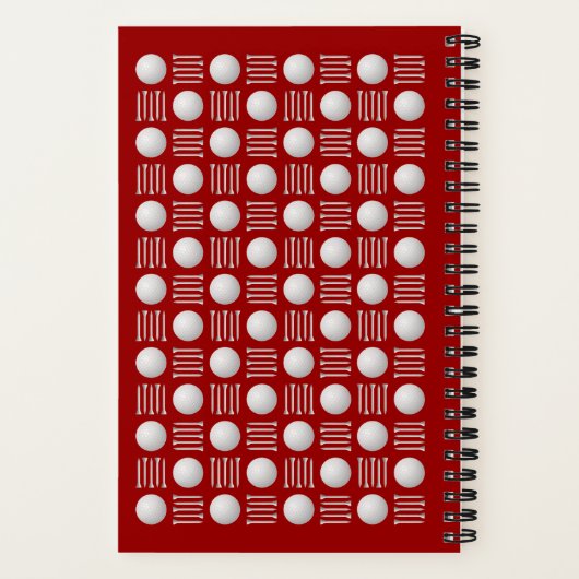 Trendy Modern Golfbal & T-shirt Monogram Rood Notitieboek (Achterkant)