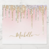 Trendy modern goud en zilveren glitter sparkling wijnetiket (Enkel label)