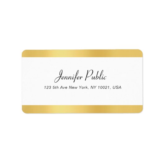 Trendy Modern Goud Wit Handgeschreven Script Eenvo Etiket (Voorkant)