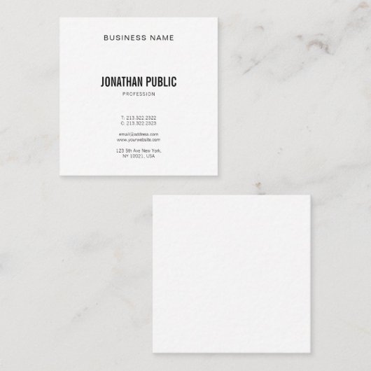 Trendy Modern Graphic Elegant Minimalistic Plain Vierkante Visitekaartje (Voorkant / Achterkant)