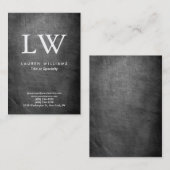 Trendy Modern Gray Chalkboard Monogram Visitekaartje (Voorkant / Achterkant)