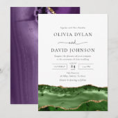 Trendy Modern green Gold Agate Wedding Invitation Kaart (Voorkant / Achterkant)