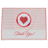 Trendy Modern Groot Rood Hart Gestreept Dank u Groot Cadeauzakje (Voorkant)