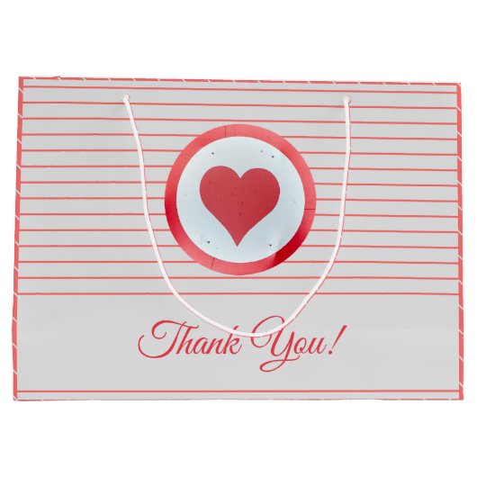 Trendy Modern Groot Rood Hart Gestreept Dank u Groot Cadeauzakje (Achterkant)