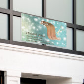 Trendy modern haar logo sprankelende glittery spandoek (Buitenkant Gebouw)