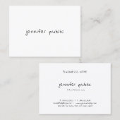 Trendy Modern Hand Script Naam Eenvoudige Sjabloon Visitekaartje (Voorkant / Achterkant)